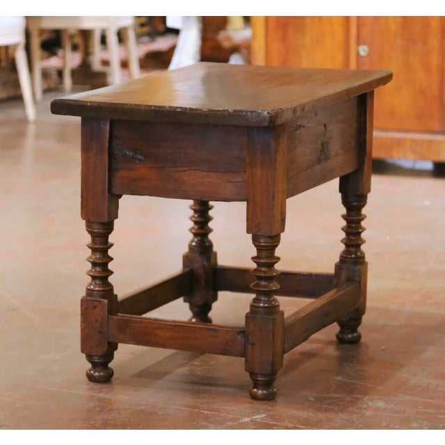 18th Century Spanish Baroque Walnut Side Table With Single-Plank Top and Drawer For Sale - Image 13 of 16
