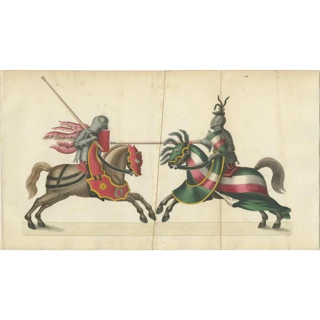 Von Reibisch, Knightly Joust in Bold Red and Green, 1842, Print For Sale - Image 3 of 7