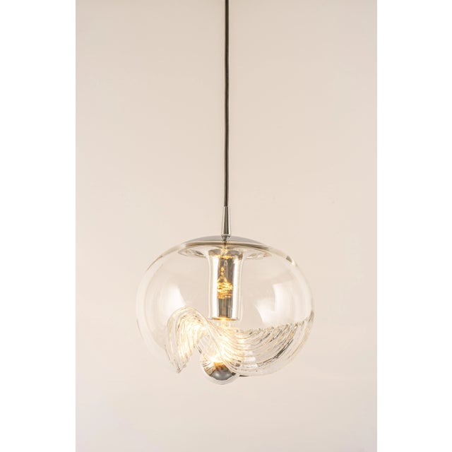 Large Clear Glass Pendant Light by Peill & Putzler, Germany, 1970s For Sale - Image 8 of 14