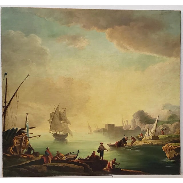 Splendid Italian School "Port Side" Oil Painting Early to Mid 19th Century For Sale - Image 11 of 11