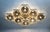 Italian midcentury flush mount with eight smoky Murano glass shades carefully hand blown with bubbles inside the glass...