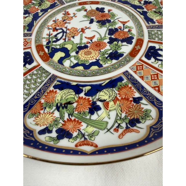 Japanese Mid 20th Century Japanese Imari Porcelain Plate in Blue and Red For Sale - Image 3 of 10