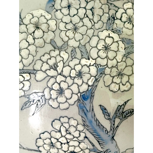 Vintage Chinese Blue and White Floral Porcelain Table Lamp on Ming Style Wood Stand For Sale - Image 10 of 13