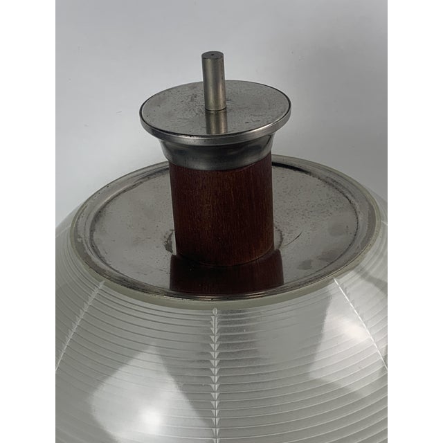 Midcentury Modern Teak and Holophane Sphere Globe Pendant by Sergio Mazza, 1960s For Sale - Image 12 of 18