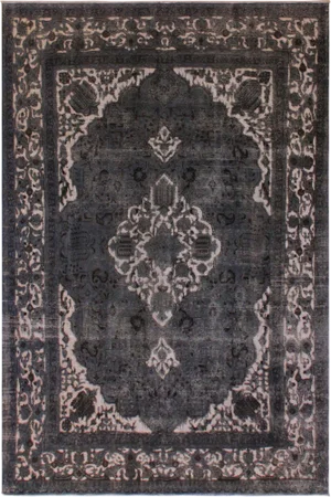 1990s Vintage Distressed Ivory & Blue Wool Rug- 8'2 X 11'8