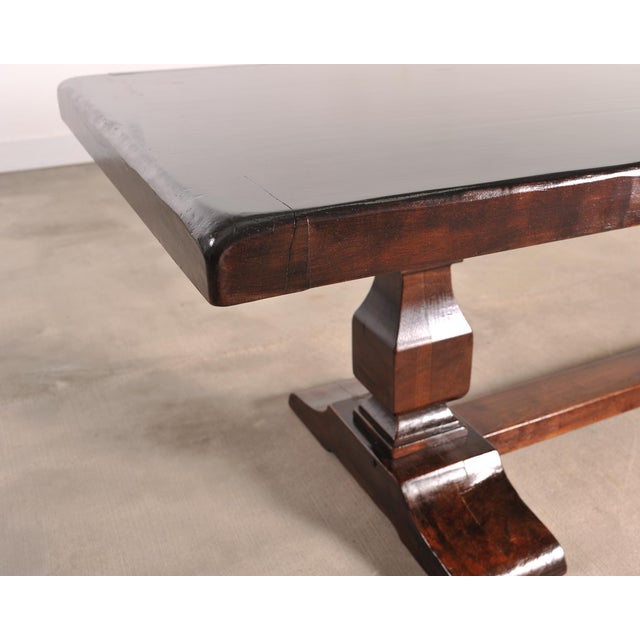 Country Italian Provincial Oak Farmhouse Trestle Dining Table 10 Ft For Sale - Image 9 of 17