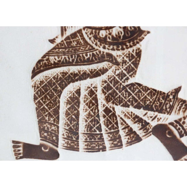 Paper Vintage Thai Temple Charcoal Rubbing on Rice Paper For Sale - Image 7 of 13