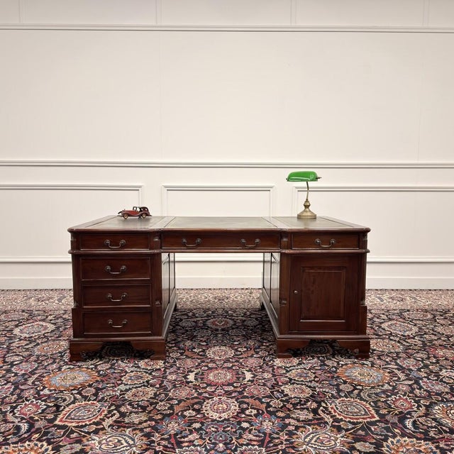 About this Classic English Partnerdesk Desk Green Leather Classic and Elegant | Antique desks in English, Classic and...