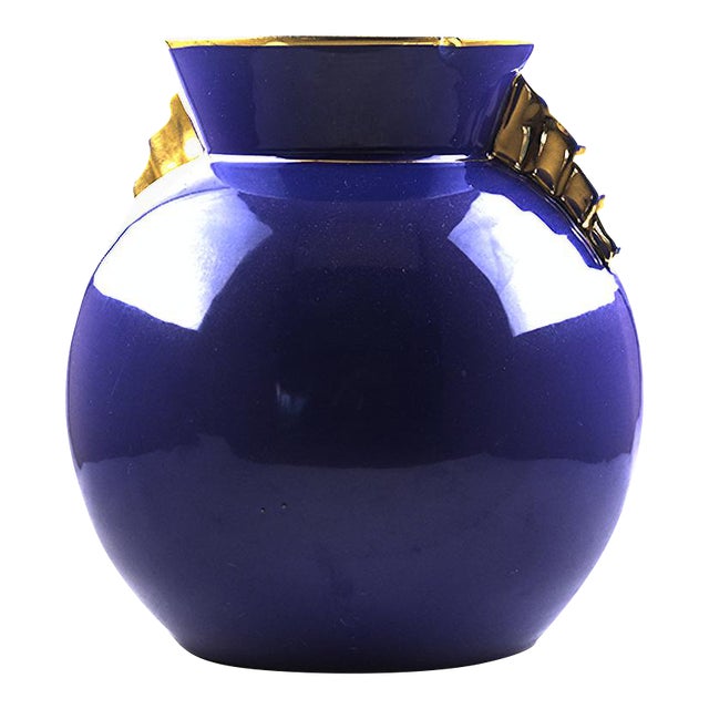 Blue & Gold Vase by Chevalier for Boch Keramis, 1950s For Sale