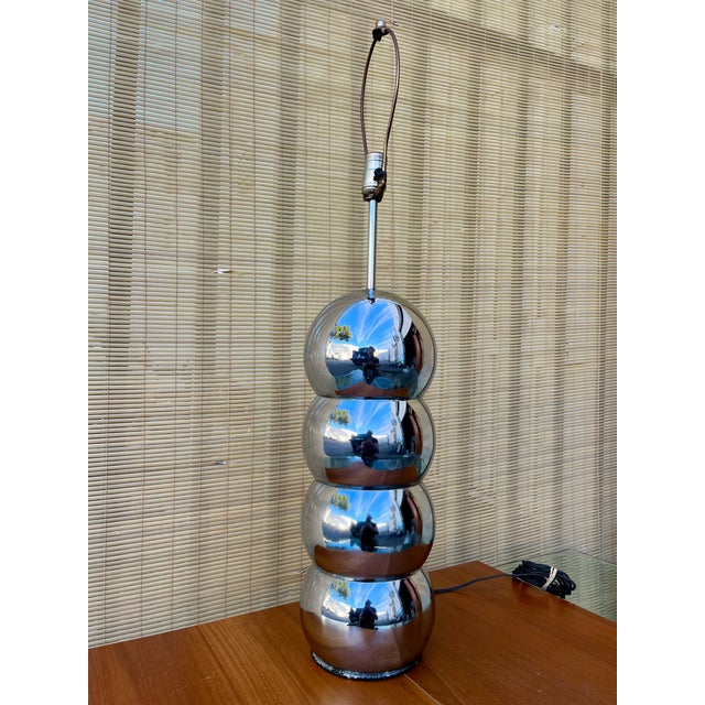 1970s Mid Century Modern Chrome Stacked Ball Table Lamp in the Kovacs's Style. Circa 1970s For Sale - Image 5 of 15