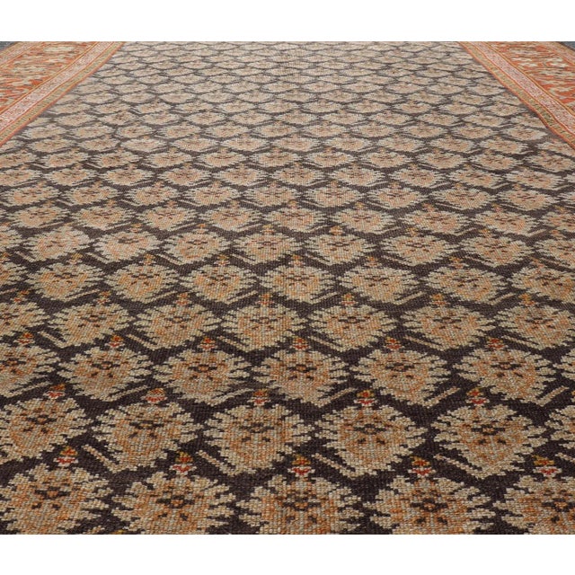 Tribal Dark Blue Antique Persian Sultanabad Rug in All-Over Paisley 10'3 X 15'2 For Sale - Image 3 of 15