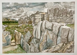 Philip Pearlstein, American Modernist Sacsahuaman Landscape Aquatint Etching Philip Pearlstein, 1979