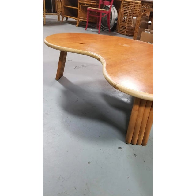 Restored Rattan and Mahogany Biomorphic Coffee Table For Sale - Image 4 of 4