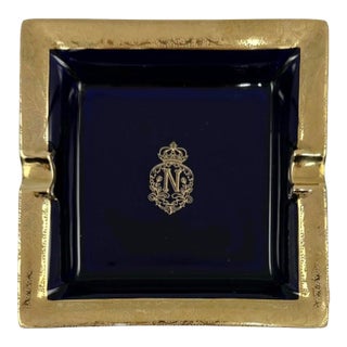 Vintage Le Negresco Hotel Nice France Cobalt Blue Porcelain Ashtray For Sale
