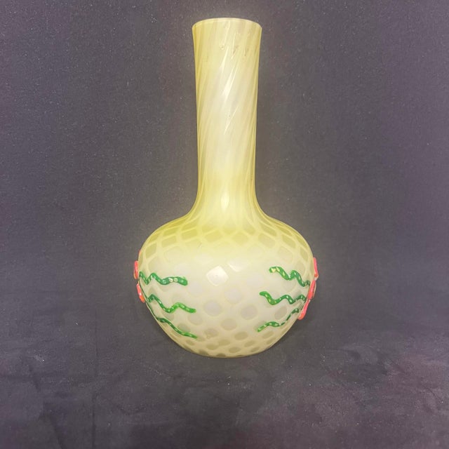 Victorian Antique Webb Victorian Satin Art Glass Bud Vase Hand Painted Floral Optic 6¾” For Sale - Image 3 of 9