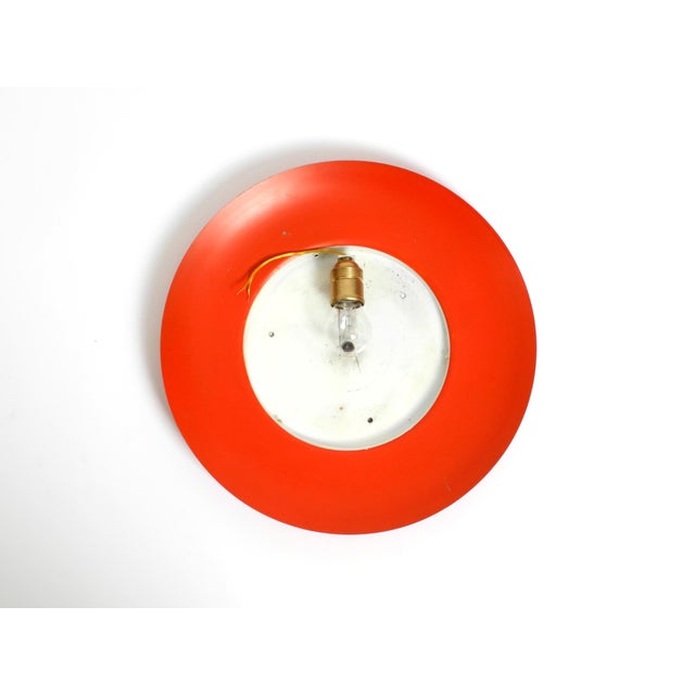 Red Large Mid-Century Wall or Ceiling Lamp in Glass with Red Metal Reflector from Kaiser Leuchten, 1950s For Sale - Image 8 of 18
