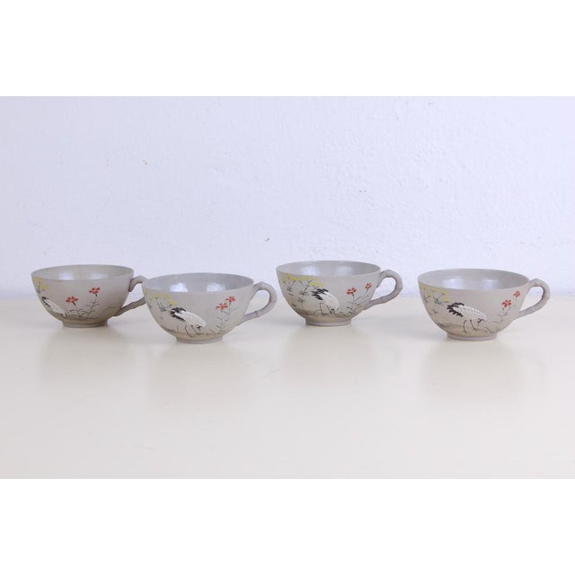 Oriental Tea Service in Hand-Painted Porcelain, Set of 9 For Sale - Image 15 of 18