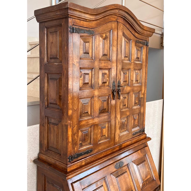 Late 19th Century Late 19th Century Spanish Walnut Bureau Bookcase ‘Secretaire’ For Sale - Image 5 of 18