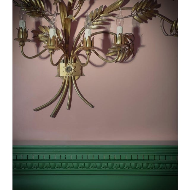 Vintage Italian Gilt-Metal Toleware Wall Sconce, 1960s For Sale - Image 6 of 9