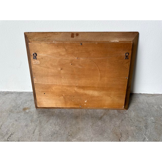 1970s Vintage Carved Wood Relief Winter Landscape Painting, Signed For Sale - Image 12 of 12