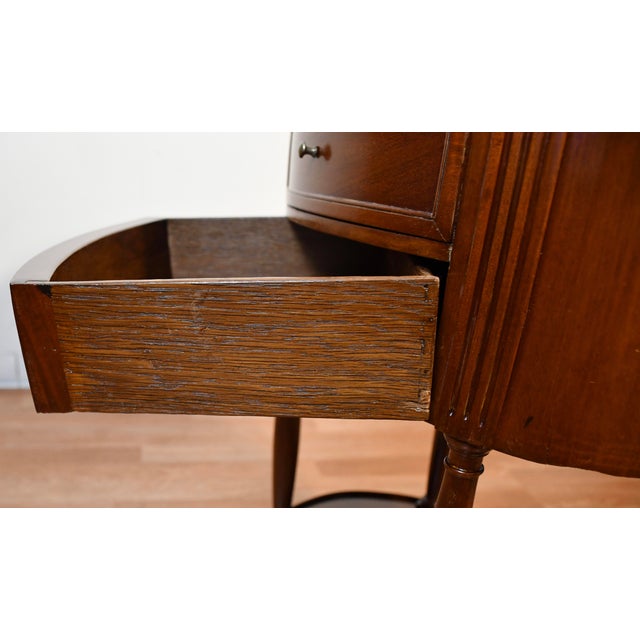 1910 French Louis XV Mahogany Marble Top Nightstand Bedside Table For Sale - Image 10 of 14