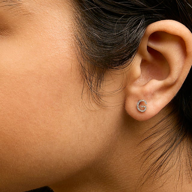 Haus of Brilliance 10K Yellow Gold 1/10 Cttw Diamond 'G' Initial Stud Earring For Sale - Image 4 of 5