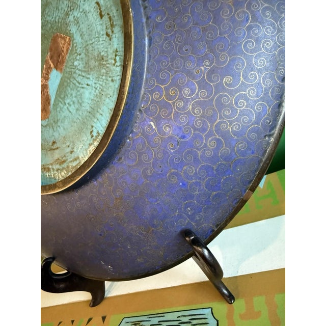 Early Meiji Japanese Cloisonne Enamel Charger White Ground Pheasant and Peonies For Sale - Image 14 of 14