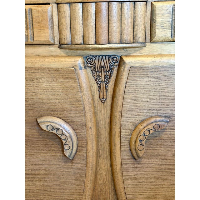 Rare 1930s Art Deco Jentique-Attributed Oak Sideboard / Buffet For Sale - Image 9 of 9
