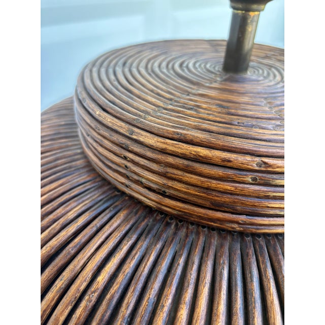 Gabriella Crespi Large Mid Century Coastal Pencil Reed Table Lamp For Sale - Image 4 of 6