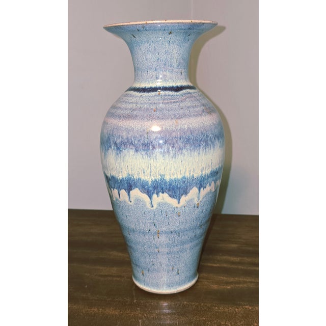 Abstract Expressionism Large, Blue Ombre, Margerum Pottery Studio, Vase. For Sale - Image 3 of 10