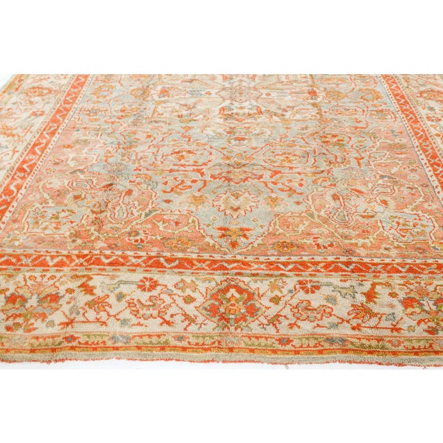 Pink Antique Turkish Oushak Rug For Sale - Image 8 of 8