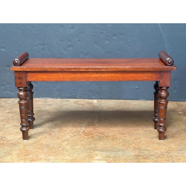Wood Edwardian Hall Bench or Window Seat of Mahogany From England For Sale - Image 7 of 12