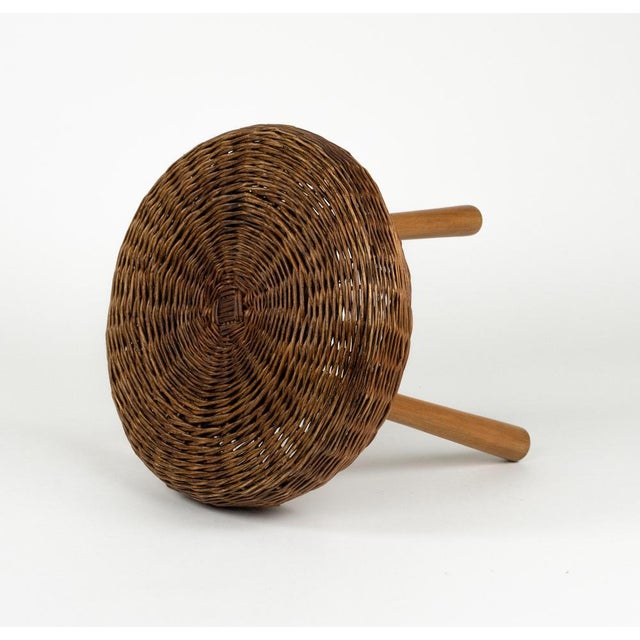 Mid-Century Modern Wicker and Wood Tripod Stool by Tony Paul, 1950s For Sale - Image 17 of 18