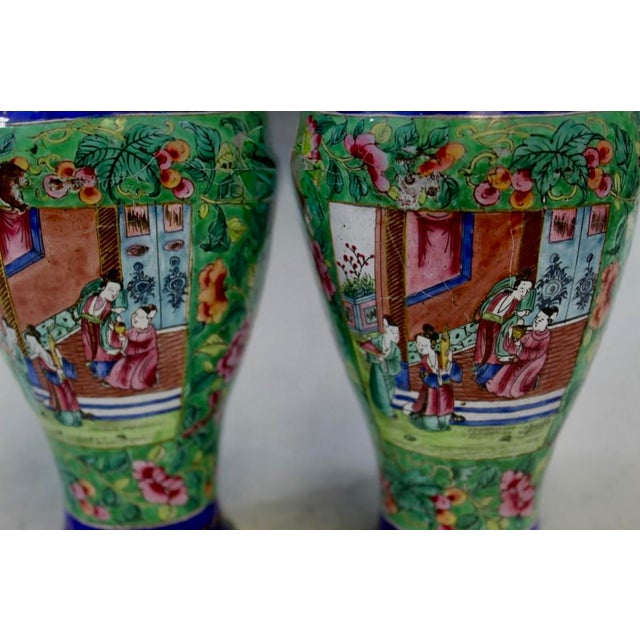 Antique 19th Century Chinese Canton Enamel Vases For Sale - Image 10 of 11