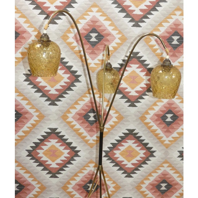 Mid-Century Modern Mid-Century Tripod Floor Lamp in Brass & Glass, 1950s For Sale - Image 3 of 13