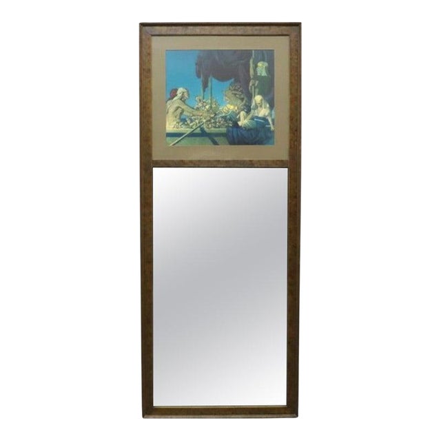 Large Antique Wall Mirror With Maxfield Parrish Print Insert “Cleopatra" C1920 For Sale