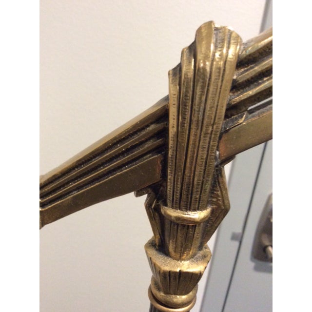 Antique 1920 - 1930 Art Deco Jadeite Cast Iron Floor Lamp With Shade For Sale In San Francisco - Image 6 of 13