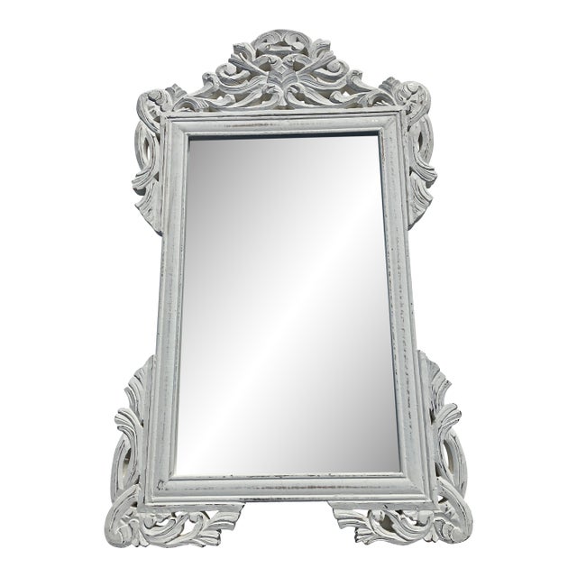 1990s Painted Carved Wood Mirror For Sale