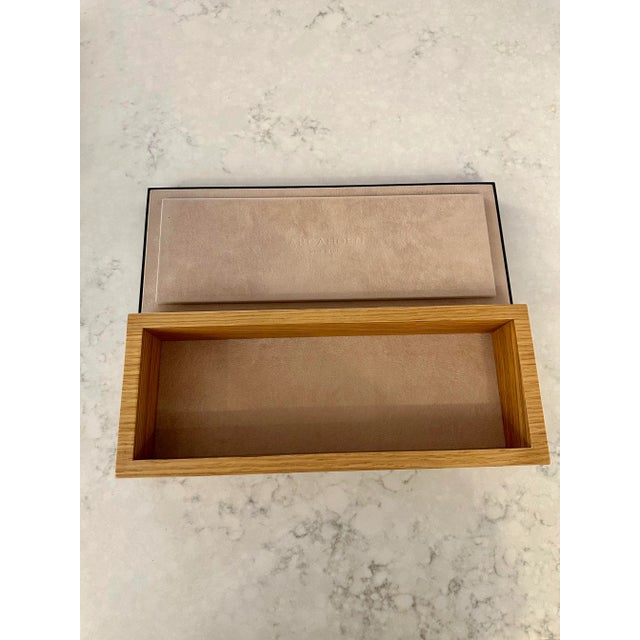 Wood Arcahorn Oil Rubbed Bronze and Brass Oak Box With Lid, Made in Italy For Sale - Image 7 of 13