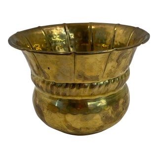Vintage Brass Round Planter For Sale