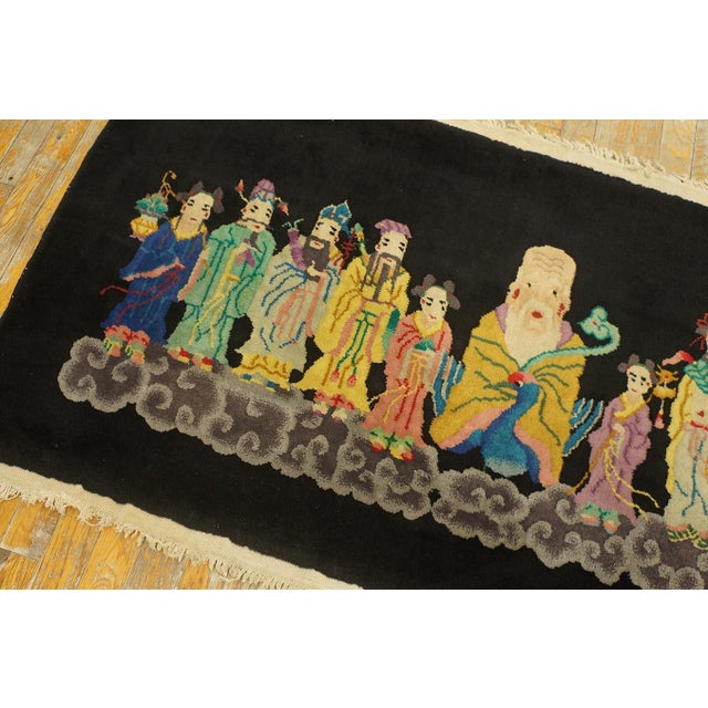 1920s Chinese Art Deco Rug with 10 Immortals Pattern 2'7" x 4'10" - 79 x 147 Chinese - Art Deco As the name implies,...