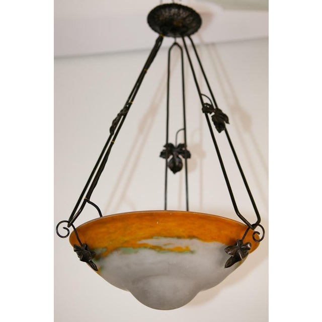 Art Deco Wrought Iron Ceiling Light from Muller Freres Luneville, France, 1930s For Sale - Image 10 of 11