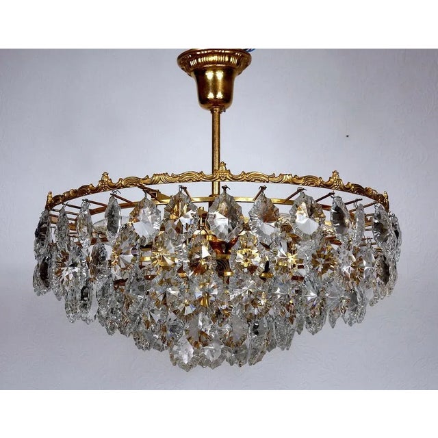 Metal Vintage Crystal Chandelier, 1960s For Sale - Image 7 of 12