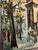 Charming vintage mid-century oil painting depicting the Arc de Triomphe in a lively Parisian street scene. Executed in an...