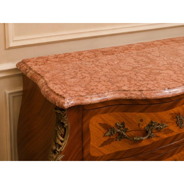 1900s French Louis XVI Fruitwood Marble Commode For Sale - Image 9 of 17