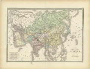 Antique Map of the Asian Continent by Levasseur, 1875