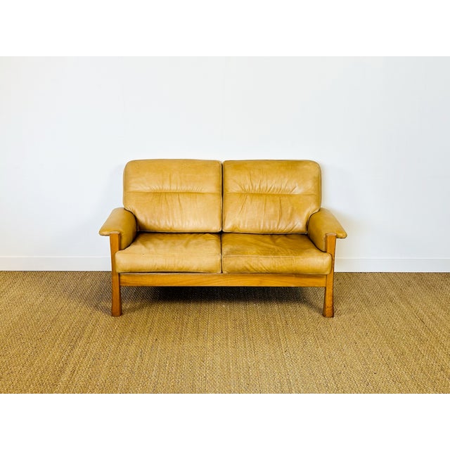 Scandinavian Living Room Set in Leather and Oak in the style of Pierre Chapo, 1960s, Set of 3 For Sale - Image 17 of 18