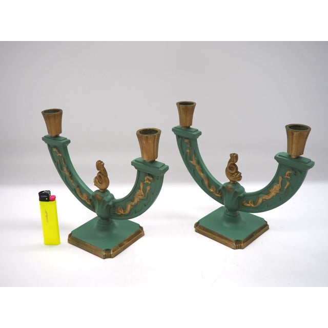 A rare pair of Art Deco candle holders by Stjärnmetall, Sweden. This decorative pair of candle holders from Stjärnmetall...