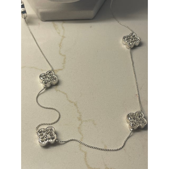 18" rope necklace done in clover string silver and top grade CZs