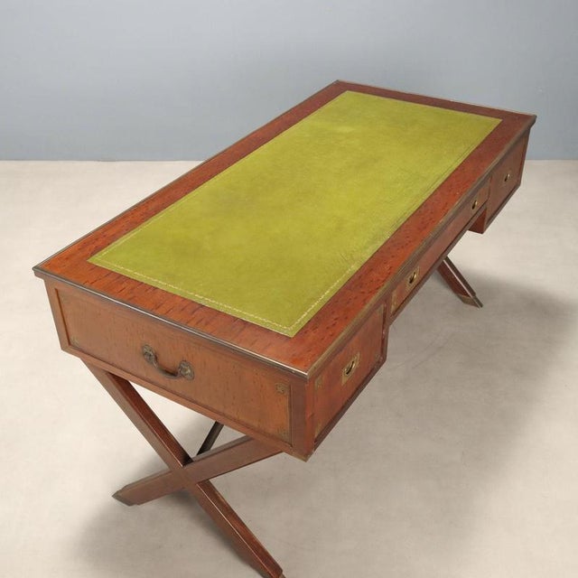 English Naval Style Mahogany Writing Desk For Sale - Image 9 of 12